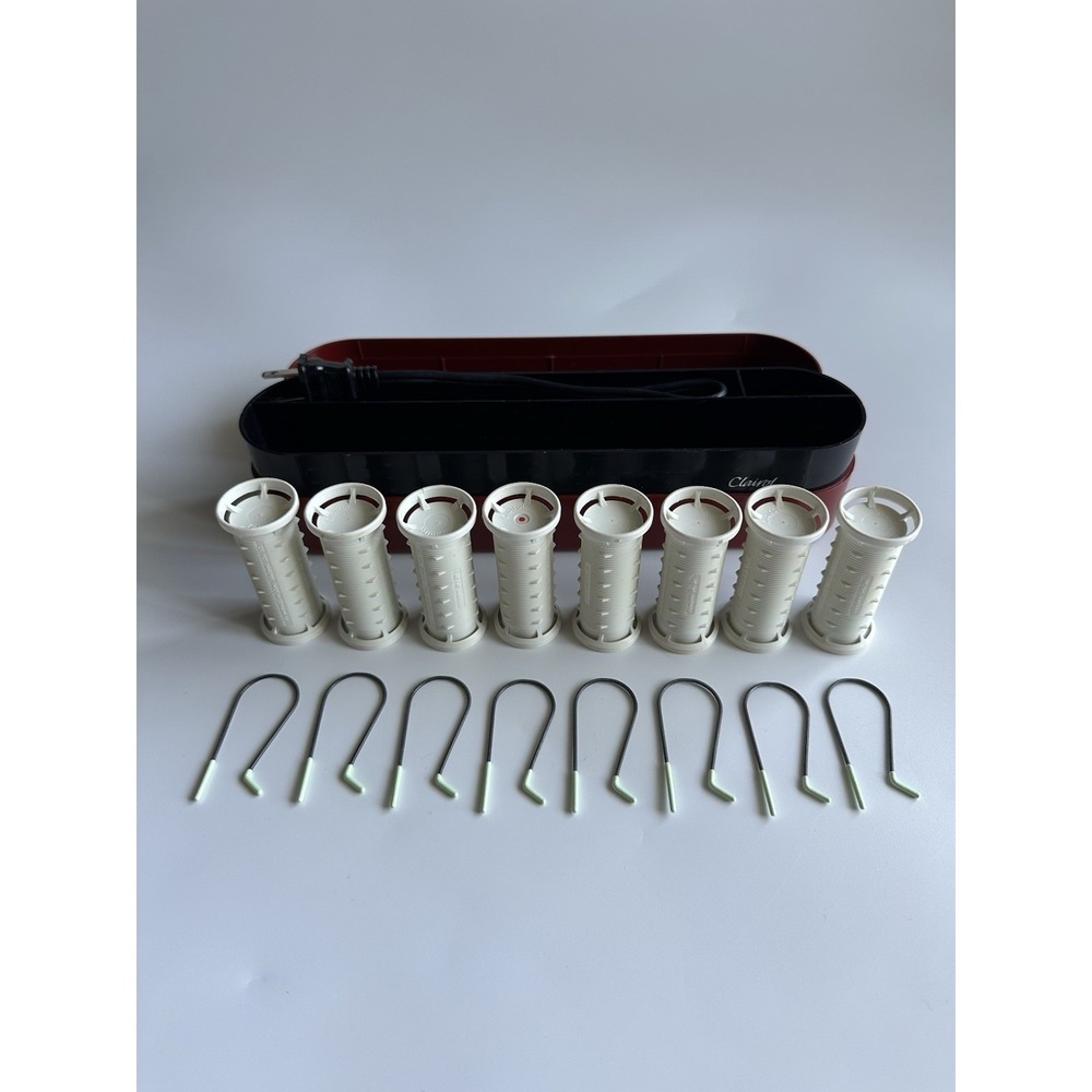Clairol Model PTC-8 Time Saver Hot Rollers Travel Set 8 Rollers 8 Clips Burgundy